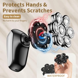 SHPAVVER Detachable Head Shavers, SHPAVVER 5 in 1 Electric Razor IPX7 Waterproof for Bald Men, Wet Dry LED Display Rechargeable 7D Rotary Shaver Grooming Kit with Type C Charge A，Bright Silver