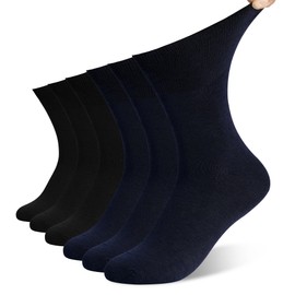 DECOVICI Diabetikersocken Herren 6 Paar, ohne Gummibund Socken für Diabetiker 40-45 Damen ohne Naht Komfortbund Diabetiker Senior Socken Wasserbeine(40-45,04 3Schwarz+3Marineblau)