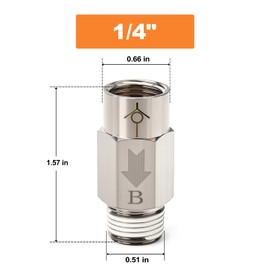 GASHER 2Pcs One-Way Non-return Check Valve 1/4" Male x 1/4" Female Thread, Prevent Water Back-flow