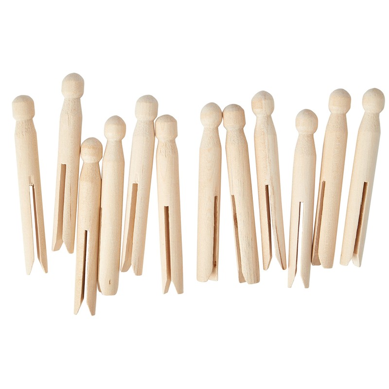 Craft Planet 12-Piece Dolly Pegs, Natural