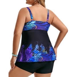 Hanna Nikole Female Plus Size Tankinis for Women High Waist Two Piece Bathing Suit Tummy Control Tankini with Padded Leopard 28