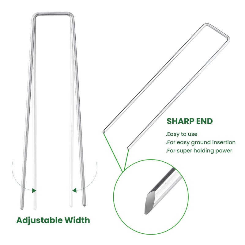 Sweecomb 6 Inches Galvanized Garden Staples, Metal Tent StakeHeavy Duty