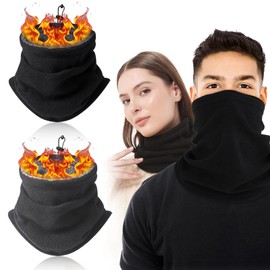 KEKVE Neck Warmer, Set of 2, Men's, Winter, Cold Protection, 360° Round Wrap, Soft Touch, Adjustable Cord Included, Neck Guard, Fleece Lined, Thick, Windproof, Warm, Soft, Stretchy, Multifunctional,