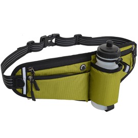 Running Waist Pack,Adjustable Hydration Running Belt Bag with Foldable Water Bottle Holder(Bottles NOT Included),Water Resistant Pouch Pack,for Marathon,Jogging, Cycling,Biking,Hiking (green)