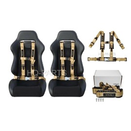 Aniki Dynamics 2 ANIKI DARK GOLD 4 POINT AIRCRAFT BUCKLE SEAT BELT HARNESS ULTRA SHOULDER PAD