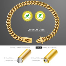 GZMZC Dog Chain Collar 14mm Snap Miami Chian Stainless Steel 18K Gold Curb Chain, Dog Necklace Pet Dog Walking Collar (16 in)