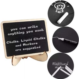 Mini Chalkboard Signs, 10PCS Small Chalkboards with Easel Stand Reusable Wooden Blackboards for Table Numbers, Food Labels, Message Boards and Event Decorations. (A)