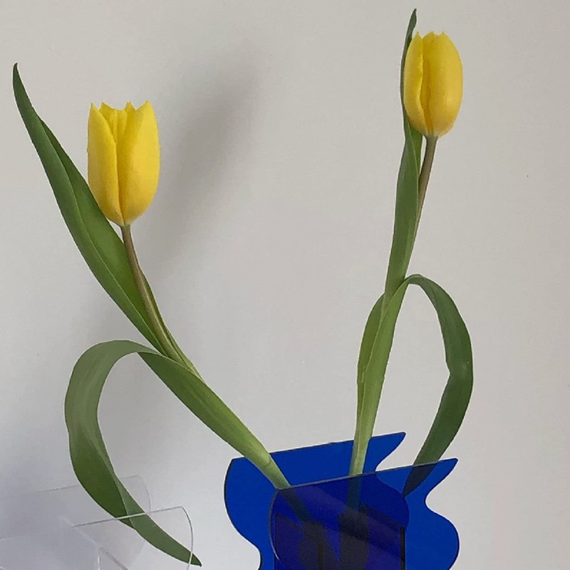 Vase,Modern Acrylic Shape Vase for Desktop Decoration (Blue)