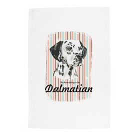 Purely Home Dalmatian Tea Towel - This House Belongs to the Dog - Panama Cotton Kitchen Dish Towel/Drying Cloth - 67cm x 45cm - Gift for Dog Lovers