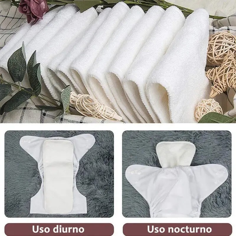 10 Insertos De Fibra De Bambú 4 Capas Ultra Absorbentes
