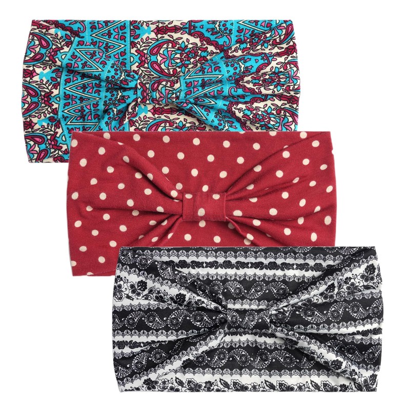 scicent Sports Headband Women's 3 Pieces Turban Elastic Headband Hair