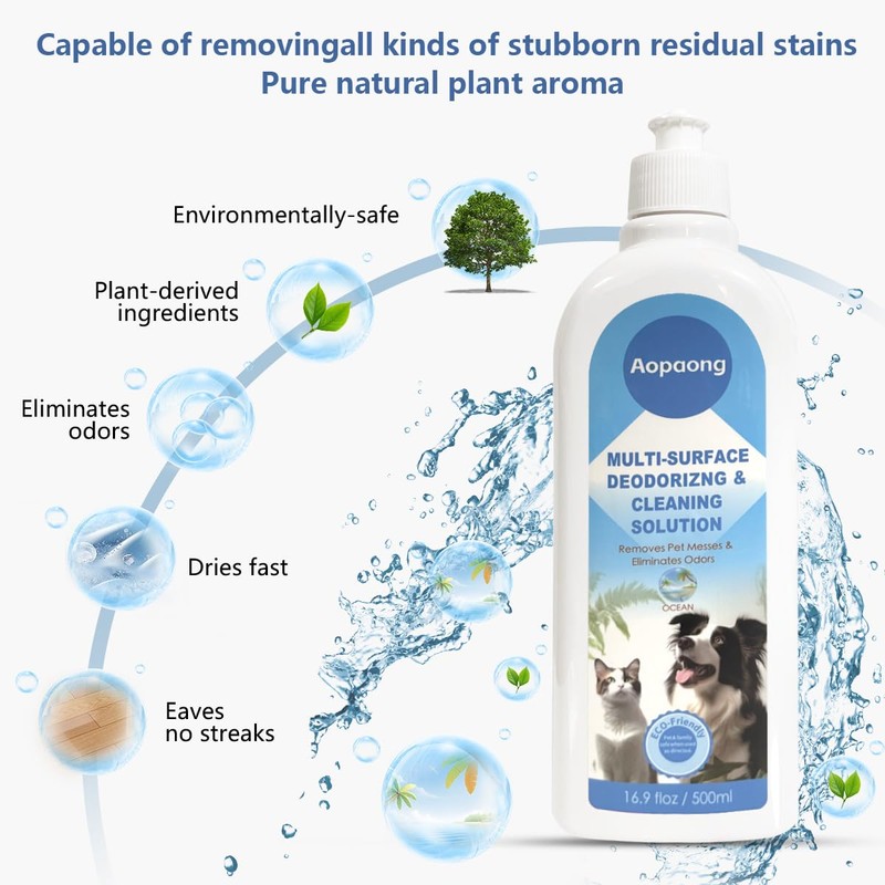 Aopaong Multi-Surface Floor Cleaning Solution Ocean Scent, Household Floor Cleaner