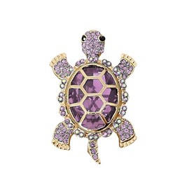 Enamel Turtle Brooch - Elegant Sea Turtle Jewelry for Women - Crystal Sea Animal Pin - Turtle Gifts for Women (Purple)