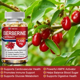 180 Cap Berberina 1200mg Alta Absorción Para Azúcar en Sangre Inmune 3 Meses Suministro