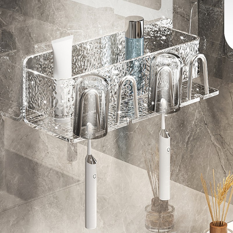Water Ripple Toothbrush Holder Acrylic Punch Free Wall Mount Toothbrush