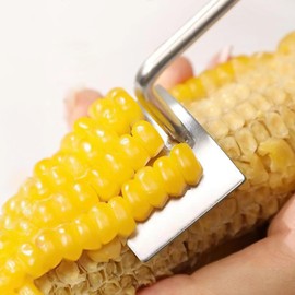 3 PCS Stainless Steel Corn Peeler Tools, Includes Corn Scraper, Corn Cutter, and Corn Fork, Heavy-Duty Kitchen Utensils for Removing, Shaving and Lifting Corn
