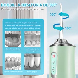 Irrigador Bucal Limpiador Dientes Eléctrico Boquillas Color Verde