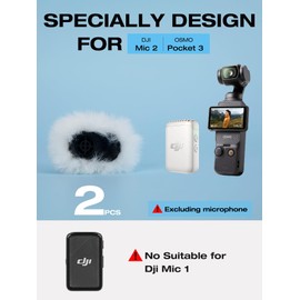 SUNMON DJI Mic 2 Pop Filter - White DJI Wireless Microphone Outdoor Mic Cover Muff Pop Filter Noise Reduction, Mic Covers for DJI Microphone Wireless(4 PC)