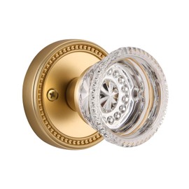 Bak Bo Crystal Door Knobs Interior Brushed Gold Glass Door Knobs Satin Brass Passage Door Knob for Hall and Closet Zinc Alloy 1 Pack BG-B-1