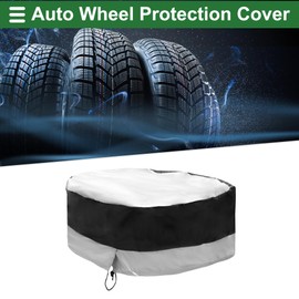 Motoforti Universal Car Spare Tire Covers Auto Wheel Protection Cover, Fits Tire Diameters 19-22 Inches, 210D Oxford Cloth, Black Silver Tone
