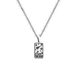 Belingry Tarot Card Pendant Necklace Silver Tag Necklace Mystic Jewelry(the star)