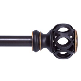 Kenney KN80807 Fast Fit Easy Install Agatha Open Work Knob End Decorative Window Curtain Rod, 42-120" Adjustable Length, Oil Rubbed Bronze Finish, 3/4" Diameter Steel Tube