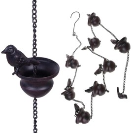 Refoiner Gutter Gutter Parts, Gutter Chain, Gutter Chain, Bird Chain Over Cute Cups, Carport, Rain Gutter for New Houses, Hanging Metal Wind Chimes, Wind Chimes, Healing Sound, Garden Decoration,