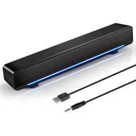 HEANTTV PC Speakers,Computer Speakers for Desktop,USB Powered & 3.5mm Jack Pc Sound bar,10W Stereo Sound,Gaming Soundbar for Monitor,Computer,Laptop -Black