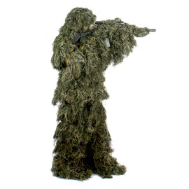 AUSCAMOTEK Ghillie Suit for Men Gilly Suit For Hunting Halloween Costume Airsoft Paintball Hood Rifle Wrap Included- XL/XXL Green
