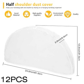 WIYETY Pack of 12 White Garment Bags: Transparent Dust Protection Shoulder Cover, Garment Bag, Suit Garment Protector, Garment Bags, Mothproof for Suits, Dresses, Coats, Jackets, Shirts, Evening