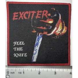 Unbranded Exciter Feel The Knife Red Border Woven Patch