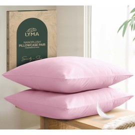 LYMA Bedding Pillowcase 80 x 80 cm, Set of 2, Oeko-Tex Certified, Breathable Double Brushed Nanoplus Fabric Pillow Protector, Premium Super Soft Cushion Covers (Light Pink, 80 x 80 cm)