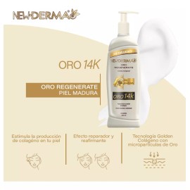 New Derma Crema Corporal Oro 14k Máximo Colageno 400 Ml
