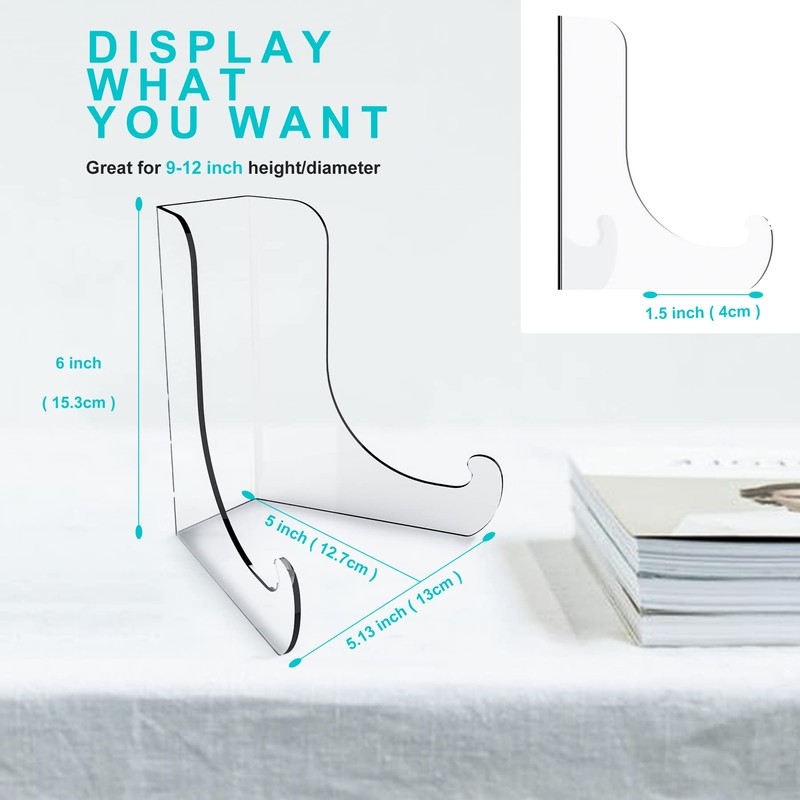 Boloyo Flat Back Acrylic Plate Display Stand , 6 Inch