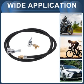 INFINAUTO Tire Inflator Extension Tube 51.18inch M8x0.8 15.5mm OD for Car Motorcycle Bicycle Air Pump Extend Hose Adapter Tire Valve W/Air Chuck Nylon Black Durable