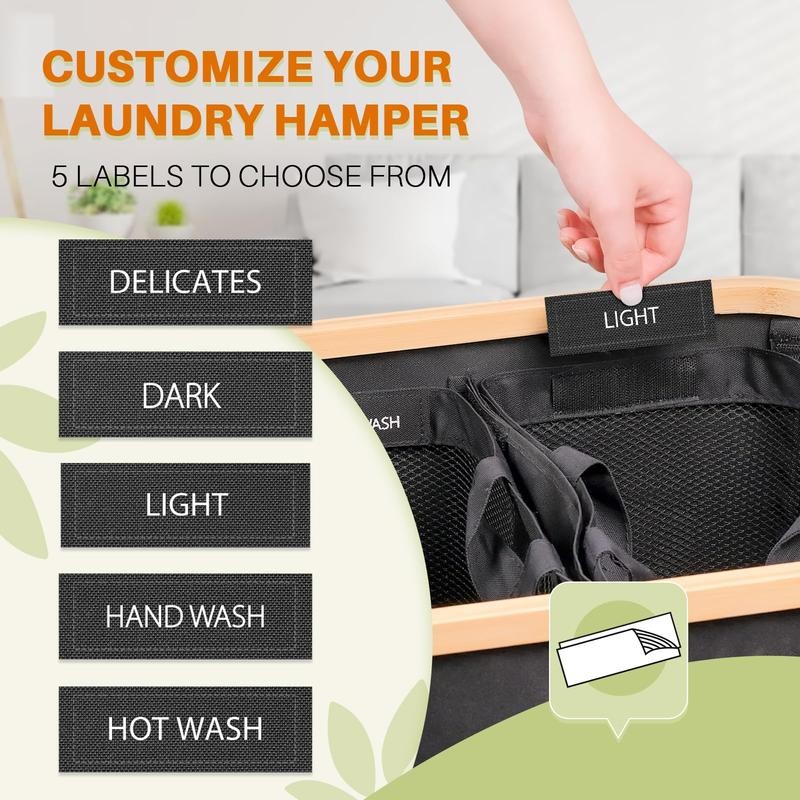 Bathola 145L Laundry Hamper with Lid, 3-Compartment Foldable Laundry Basket