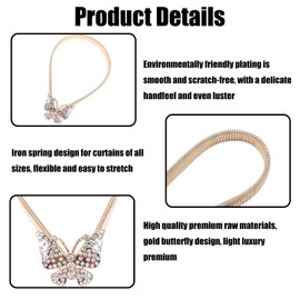 YALiya Pack of 4 Curtain Tiebacks, Curtain Clip Curtain Holder Alloy, Retro Flower Carved Design of Curtain Holders, Suitable Home Decoration Living Room, Office and Bedroom (Butterflies)