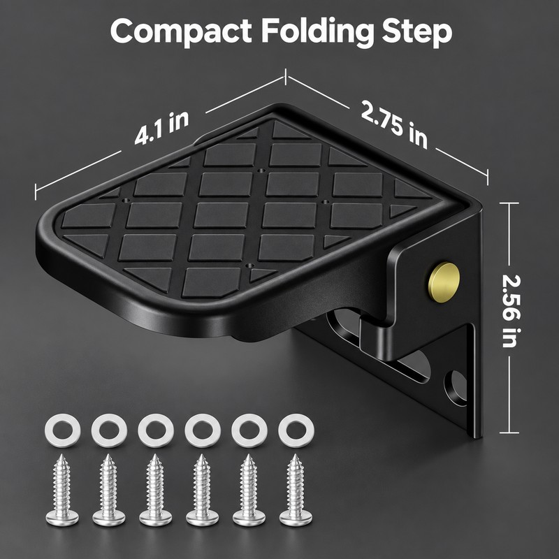 2-Pack Folding Truck Bed Steps with Anti-Slip Rubber Pads, 440
