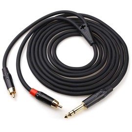 MIATIN 6.35mm 1/4" TRS Male to Dual RCA Male Aux Jack Stereo Audio Splitter Patch Insert Cable -3Meters / 10Feet
