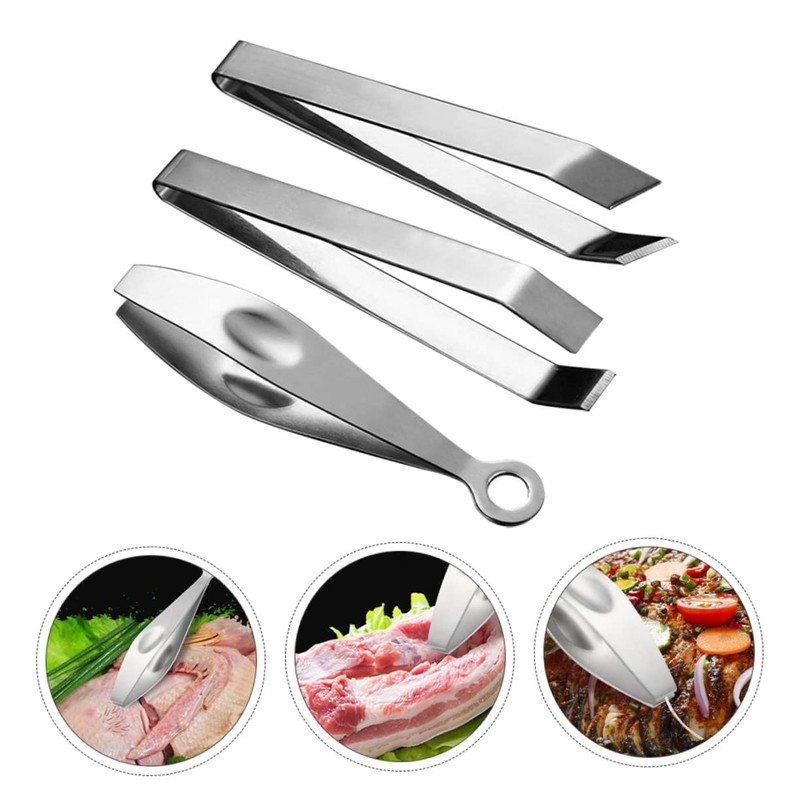 OHPHCALL 3pcs Stainless Steel Hair Puller Set Durable Manual Tweezers