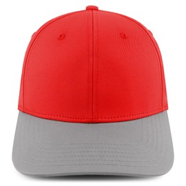 Trendy Apparel Shop - Gorra de béisbol ajustable de algodón estructurado en dos tonos, Rojo, gris, XX-Large