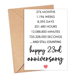 CarolineDesign Happy 23Rd Anniversary Card, Valentines Day Card, 23 Years Together Anniversary, Wedding Anniversary Card Gifts, Idea For Her, Wife, Him, Husband, Boyfriend, Girlfriend
