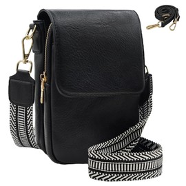 lifwimner Small Crossbody Purse for Women Trendy Vegan Leather Cell Phone Bags with Card Slots & Adjustable Straps(Black)