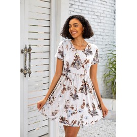 Women's Dresses Casual Crew Neck T-Shirts Floral Print Summer Dresses for Women XS-2XL