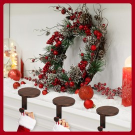 BeapTcely 4 Pack Round Christmas Stocking Holders Metal Mantel Stockings Hangers Fireplace Shelf Garland Mantle Grips Set for Xmas Party Decoration (Copper, 4)