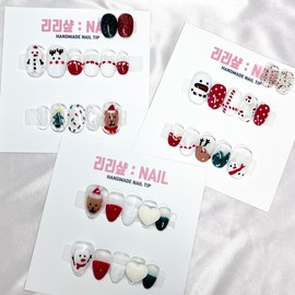 Christmas Edition Handmade Nail Tips - Coffin / 크리스마스 에디션 수제네일팁 - 코핀
