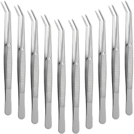 Dental Instruments London College Tweezers – Stainless Steel Tweezer with Curved Tip (15 cm) – by DMX INTL (Pack of 10)
