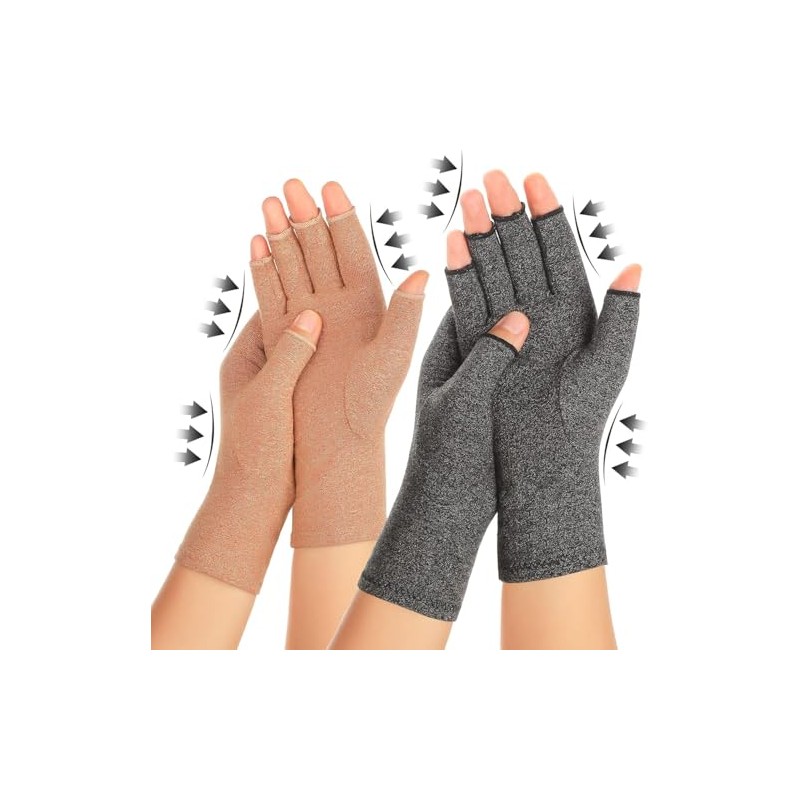 DORGKIRA Guantes de Compresión de Medio Dedo, 2 Pares para