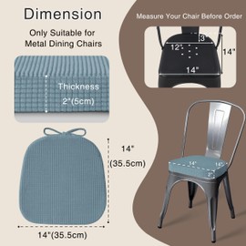 OVOV 14"x14" Chair Cushions with Ties and Washable Cover Set of 2 L Blue