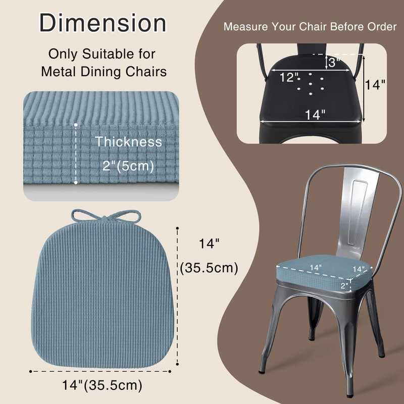 OVOV 14"x14" Chair Cushions with Ties and Washable Cover Set